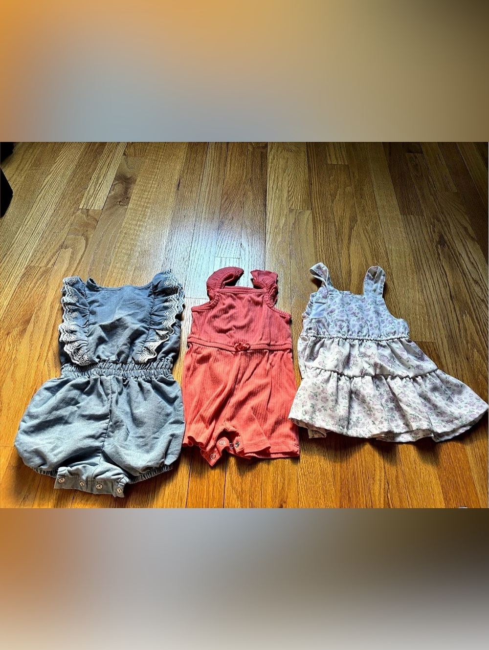 9-piece Girls Mixed Brand Romper/Dress Bundle in cute prints, 6-9m